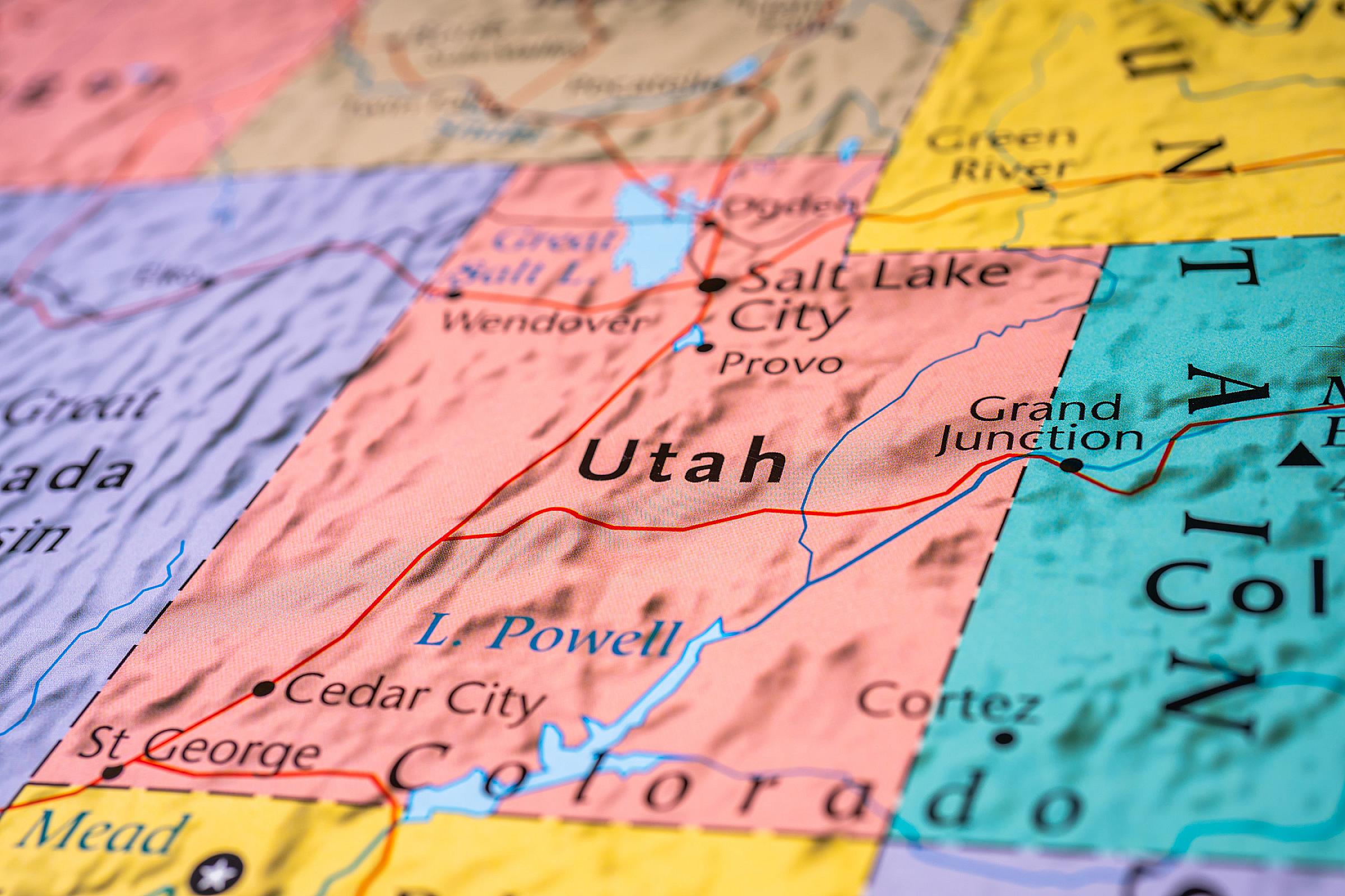 Map showing Utah and the surrounding states