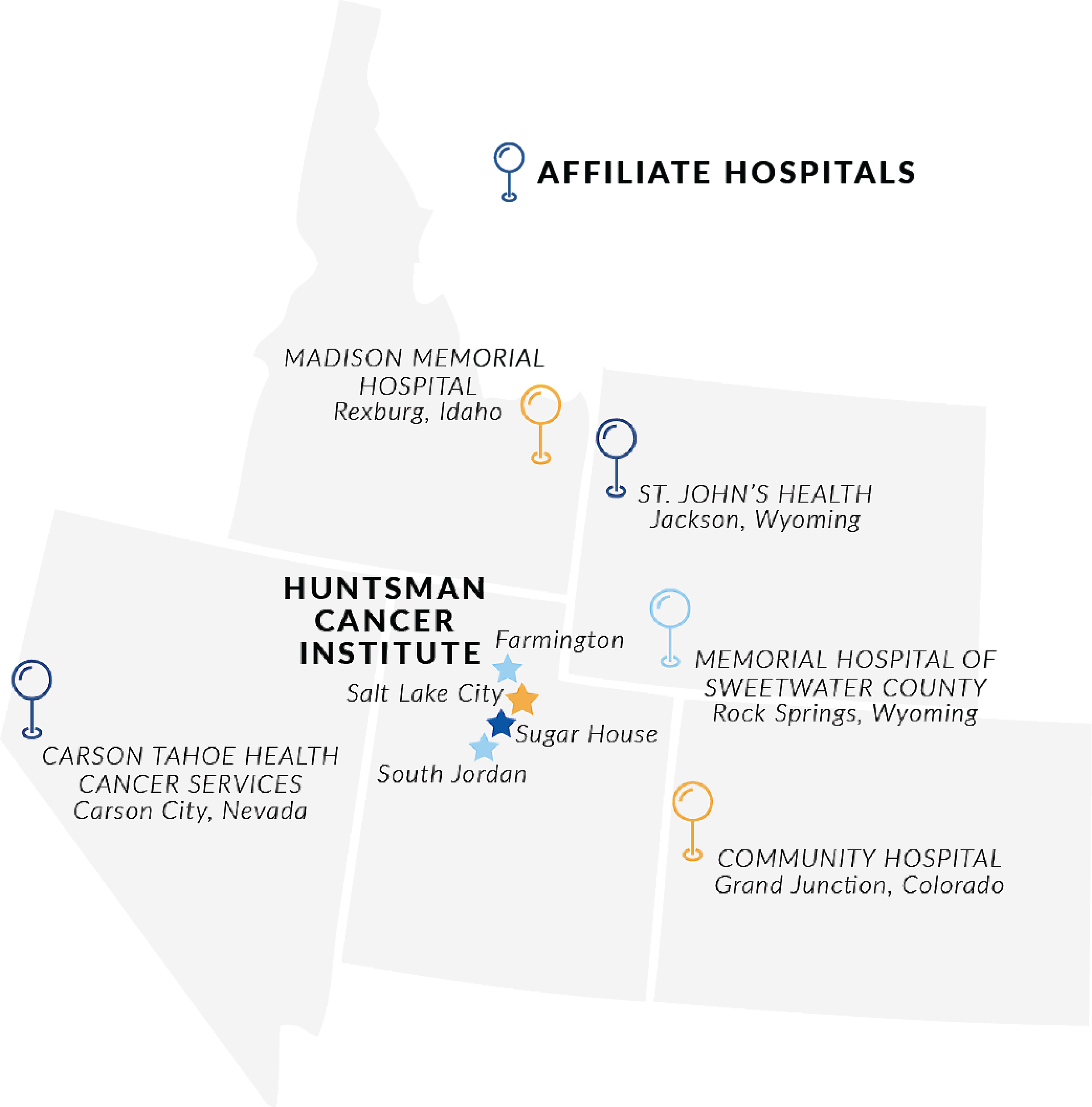 affiliate hospitals and clinic map in 2020