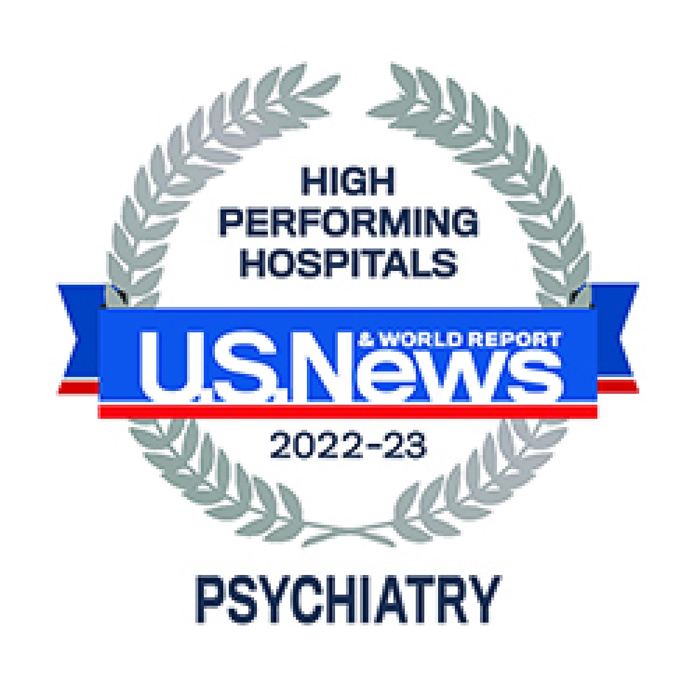 US News 2022-23 High Performing Hospitals Psychiatry Badge