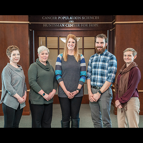 Members of HCI’s Community Advisory Board Comprehensive Cancer Programs Working Group Left to right: Leah Merchant (Montana); Charlene Cariou, MHS (Idaho); Allie Bain, MPH (former member); Brad Belnap, MPP (Utah); and Lily Helzer, MPH (Nevada)