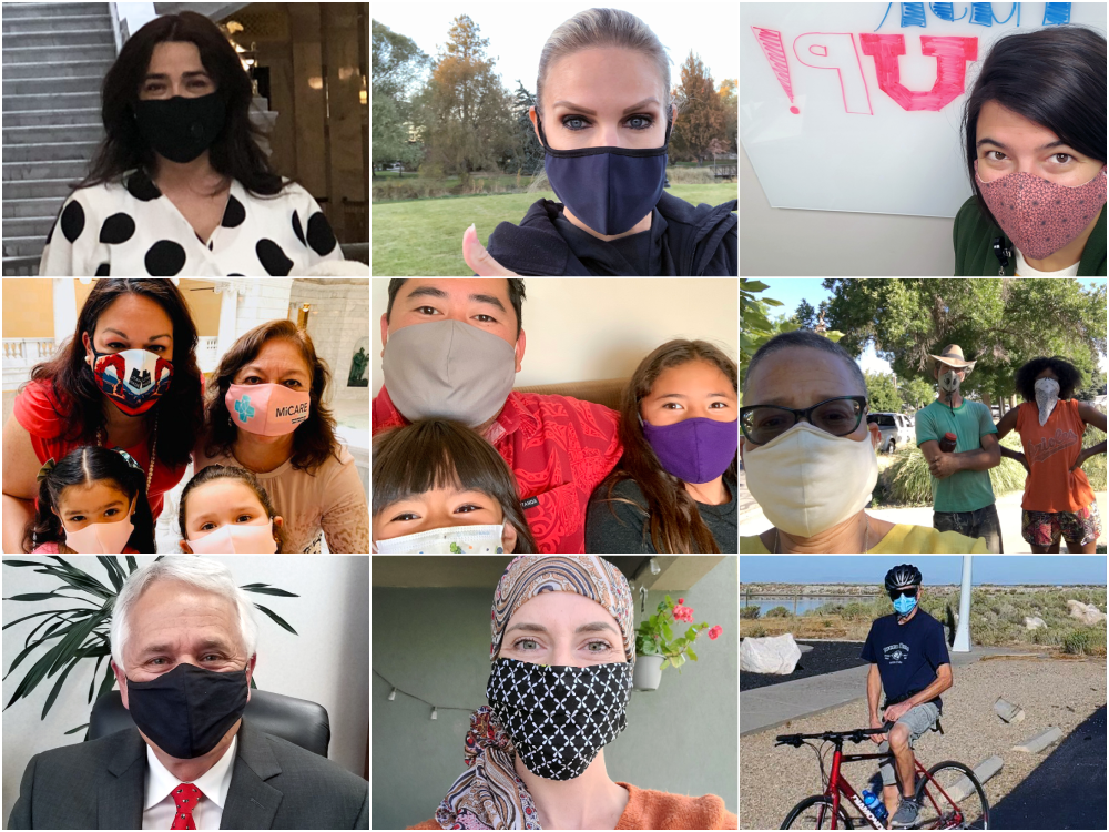 collage of community advisory board members in masks