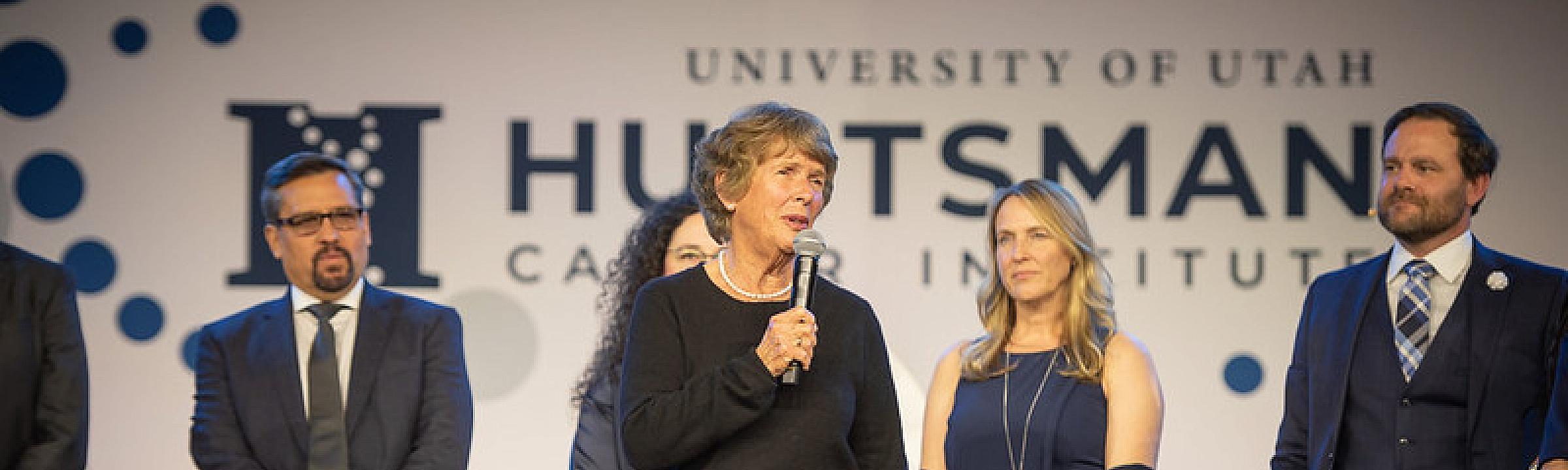 Karen Huntsman speaking at 2024 Huntsman Cancer Foundation gala