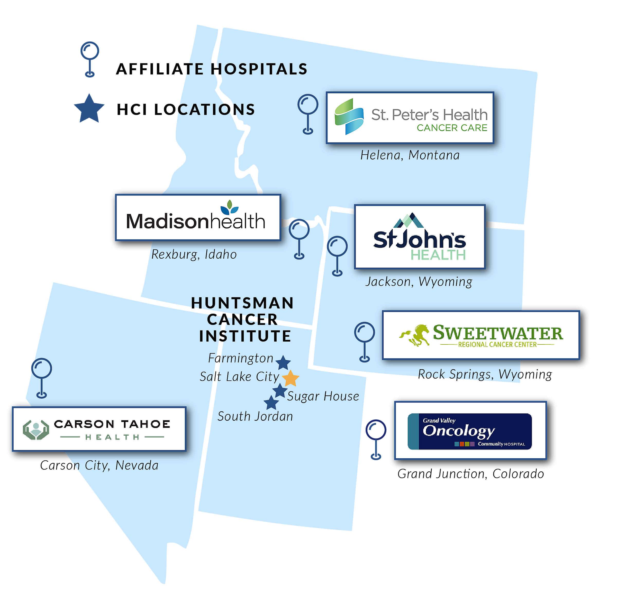 Map of affiliate hospitals