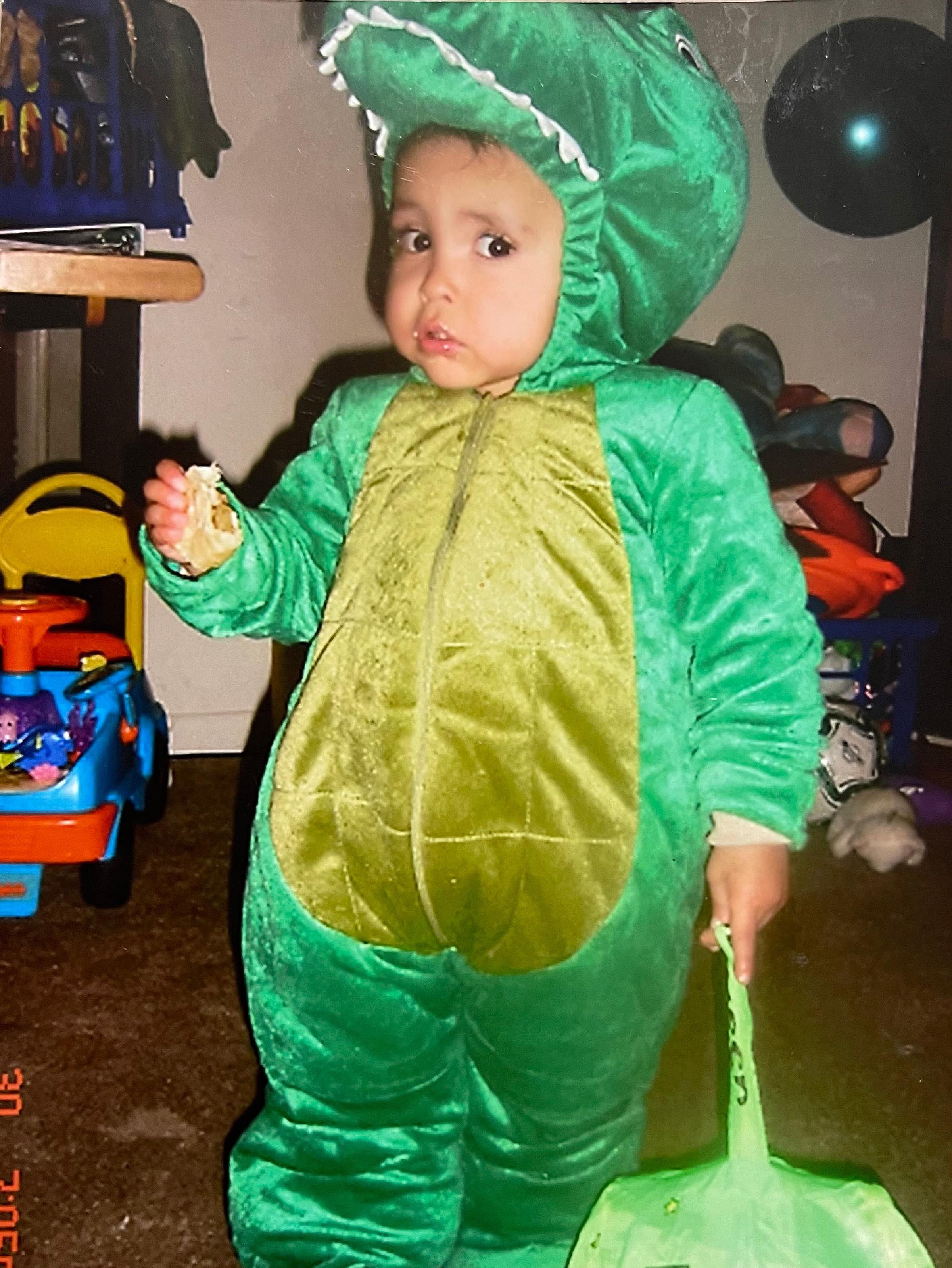 Jose Hernandez dressed as a dinosaur when he was a child
