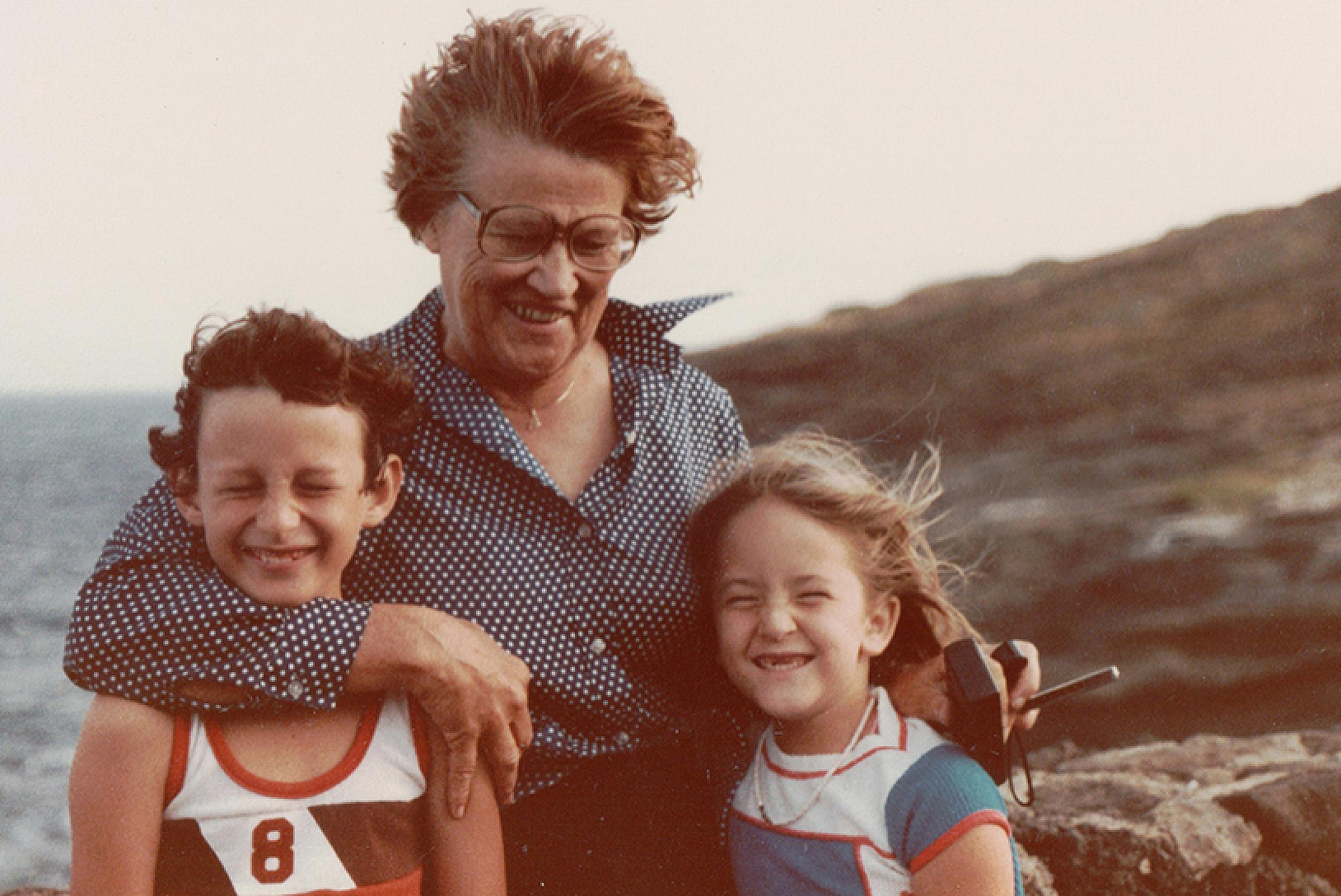 Amy Olsen (left) with brother and grandma