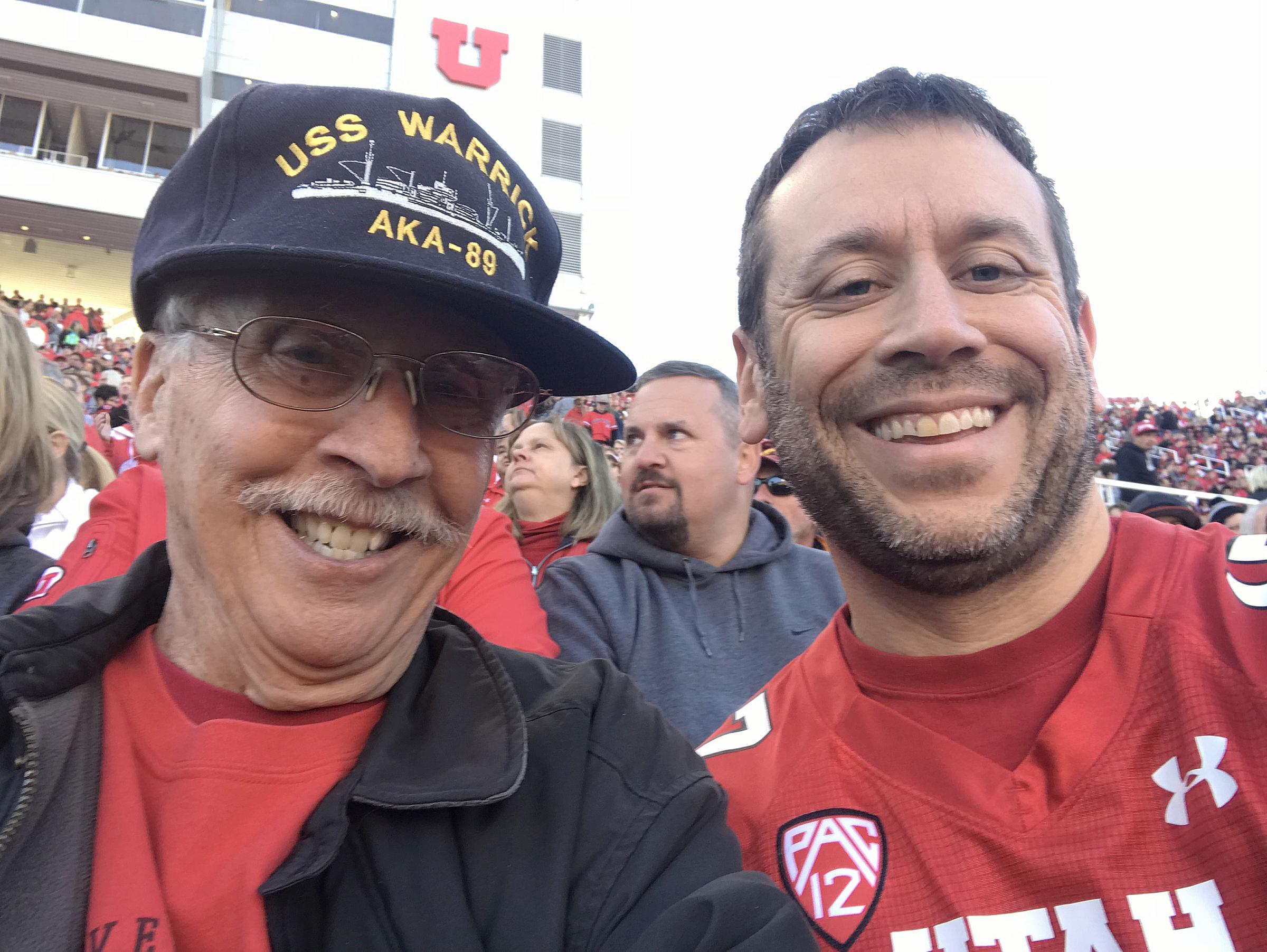 Gary and Matt Canham at a University of Utah football game