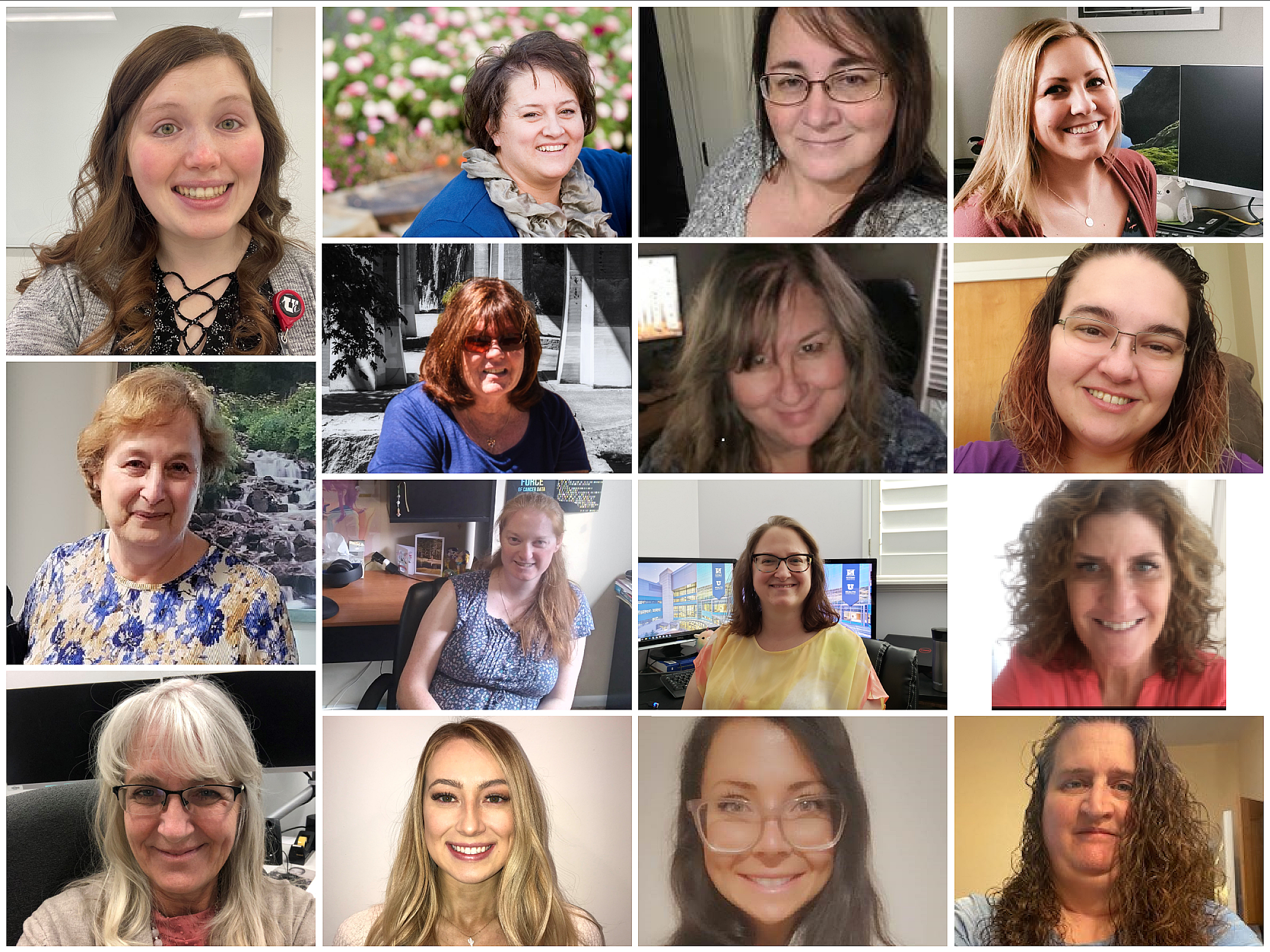 Collage of selfies of cancer registrars at Huntsman Cancer Institute