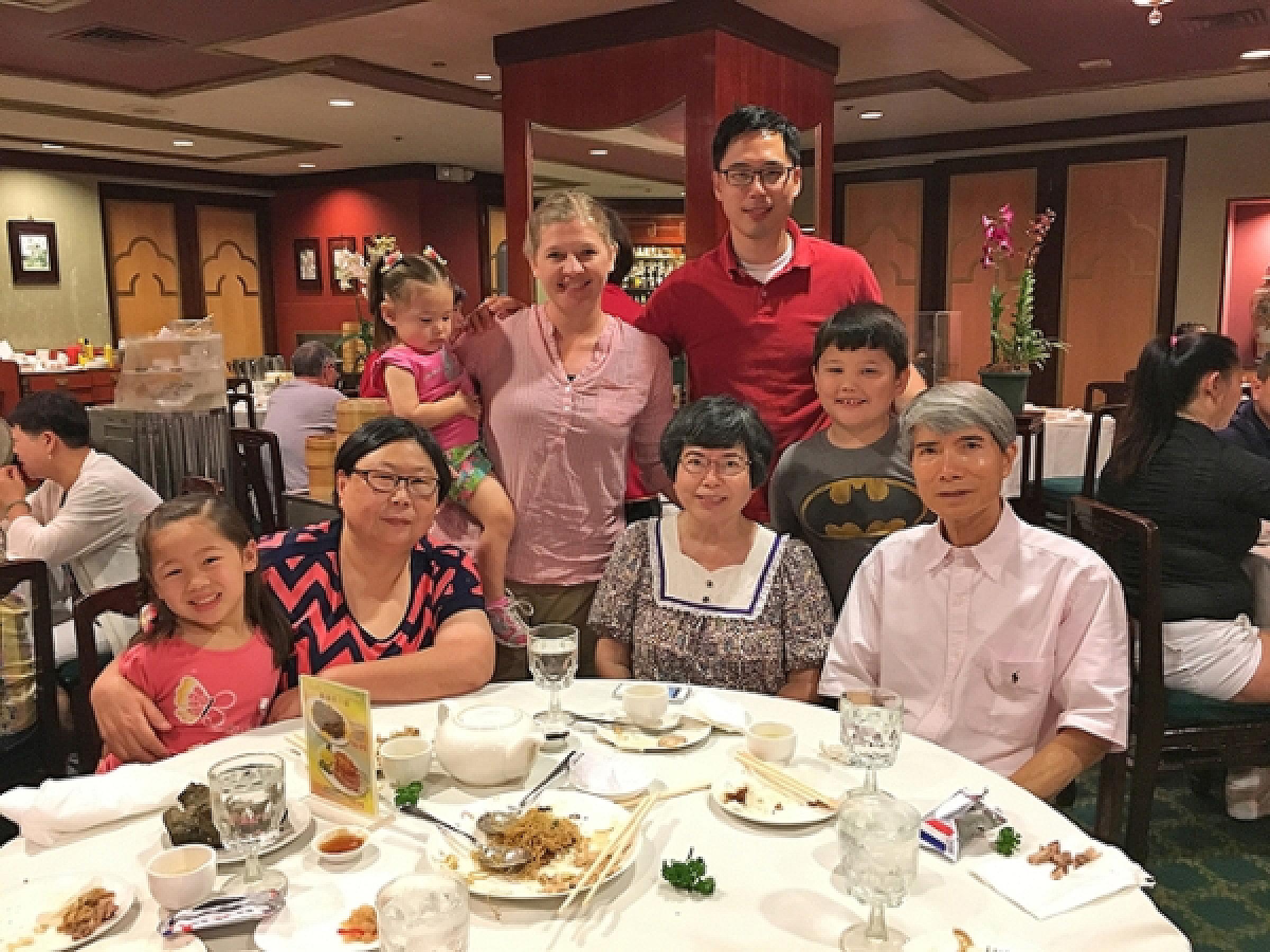 Alvin Kwok, MD, MPH with his family at a restaurant