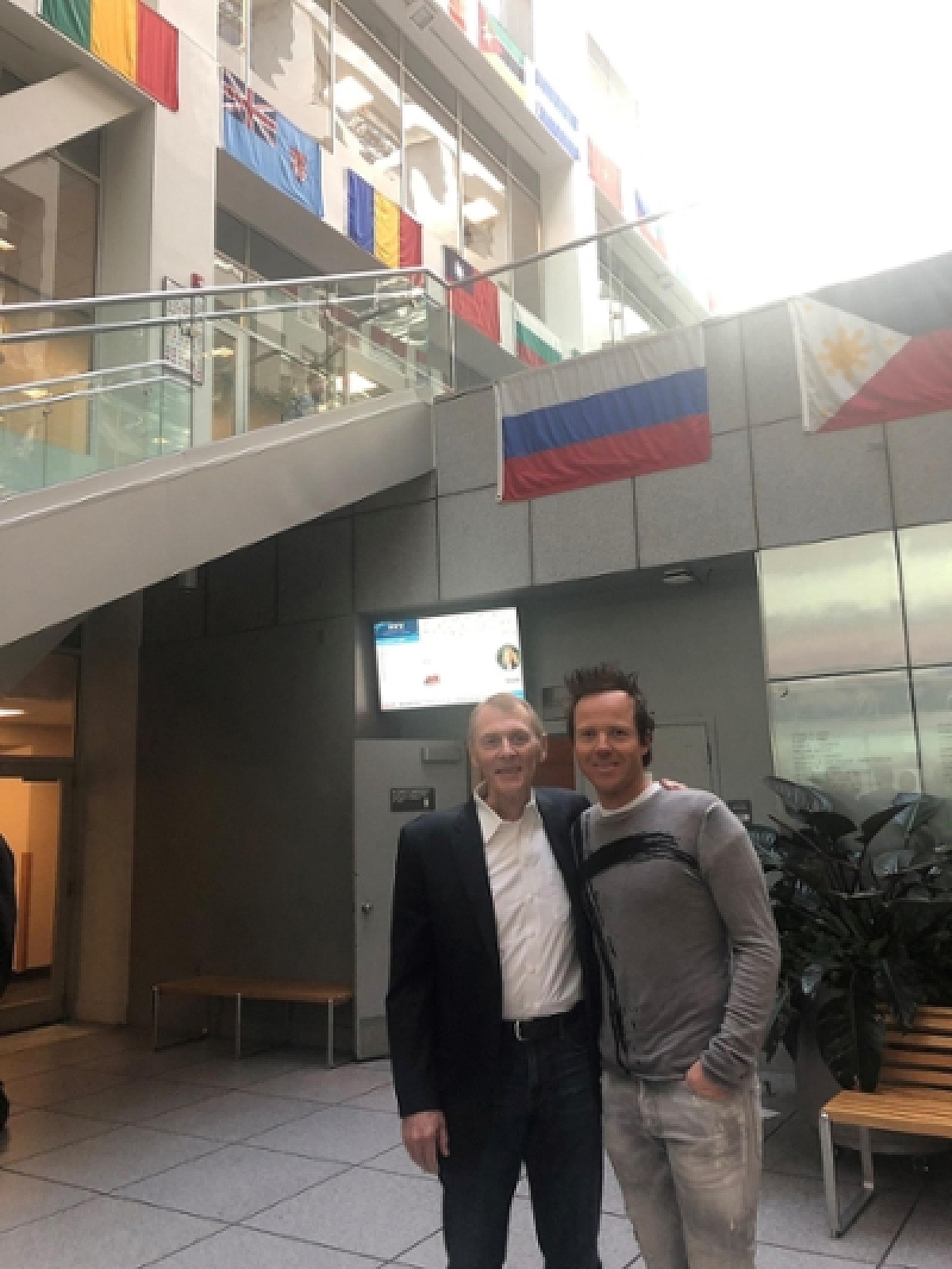 Ryan Smith and his dad, Scott Smith, in BYU Tanner building