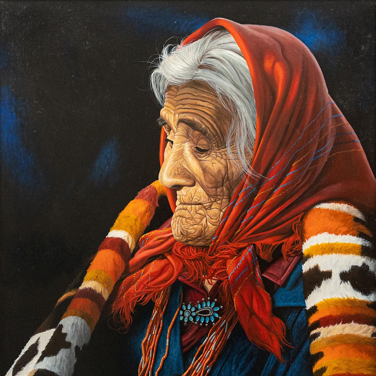 Portrait of Nellie by James Buck King features a Navajo grandmother matriarch