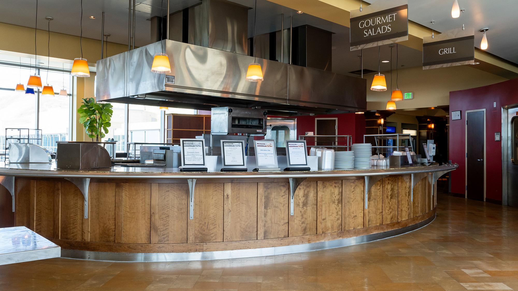 Counter where food is ordered and served in The Point