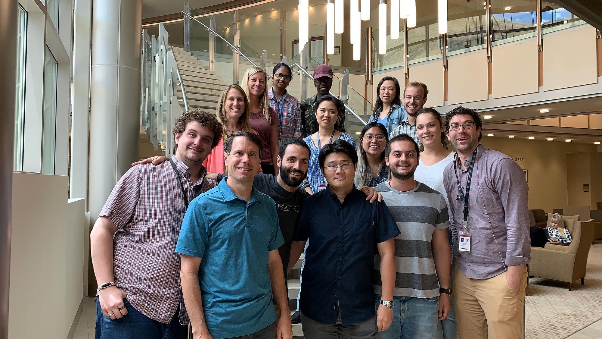 Welm Lab group standing on stairs together