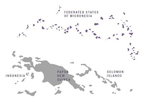 A map of Micronesia.