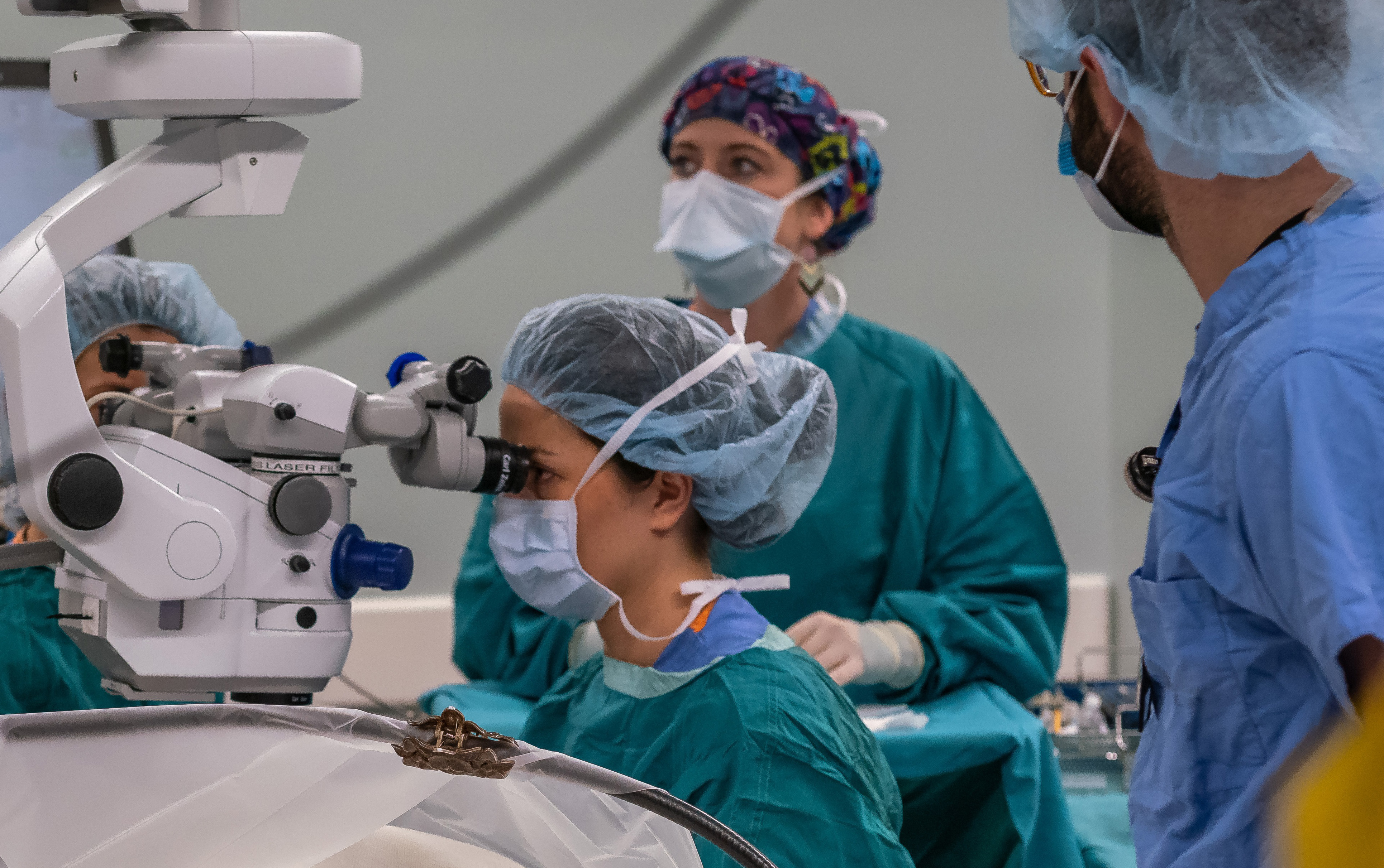 Tara Hahn, MD, performs cataract surgery during Operation Sight Day in January.