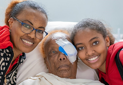 Letyesus was first screened through the Maliheh Clinic where physicians referred her for surgery to remove cataracts in both eyes. She had one cataract removed at Moran’s January 2019 Operation Sight Day, pictured, and returned to have the second one removed at the June 1 event.