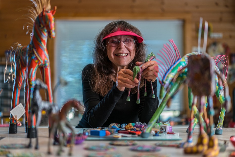 Artist Judy Summer in her Park City, Utah, studio.