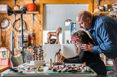 Artist Judy Summer and Certified Low Vision Occupational Therapist, Kasey Mitchell in Summers’ Park City, Utah, studio.