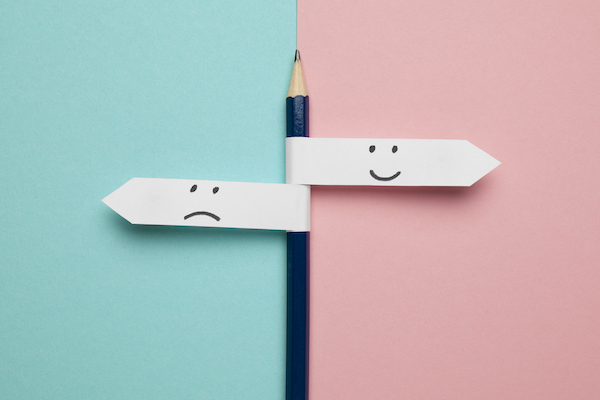 pencil with smile and frown face tabs