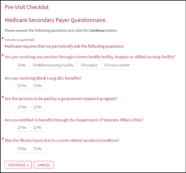Image showing MyChart screen where you can fill out information related to your Medicare coverage