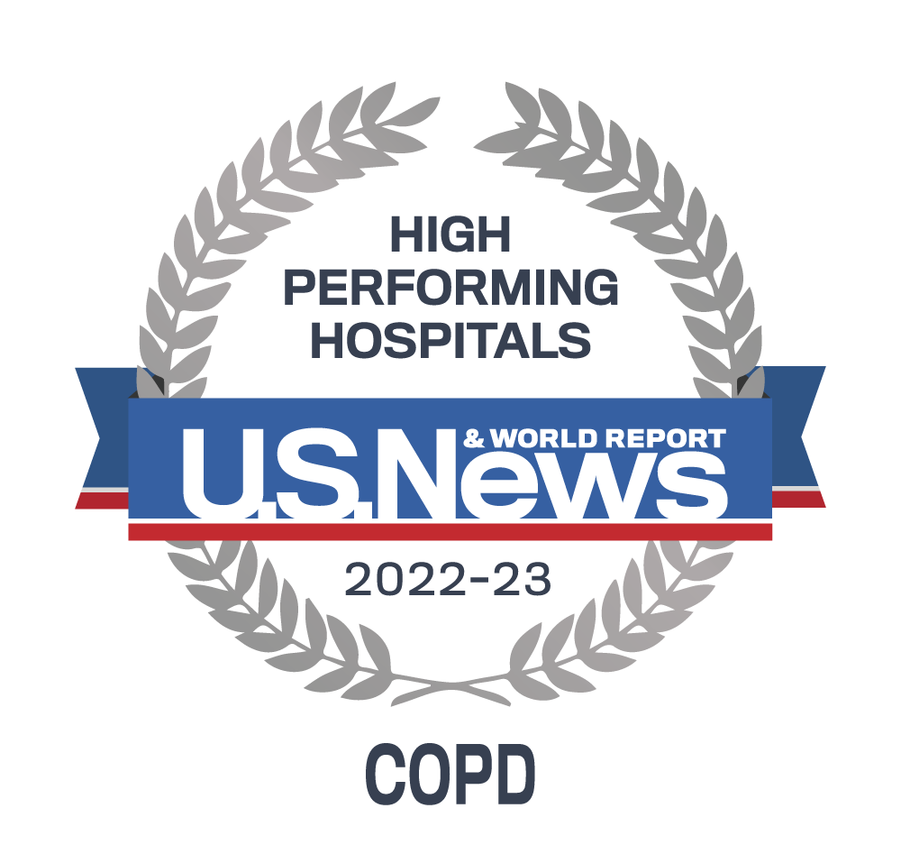 U.S. News & World Report Badge Emblem for High Performing Hospitals in COPD Care 2022-2023
