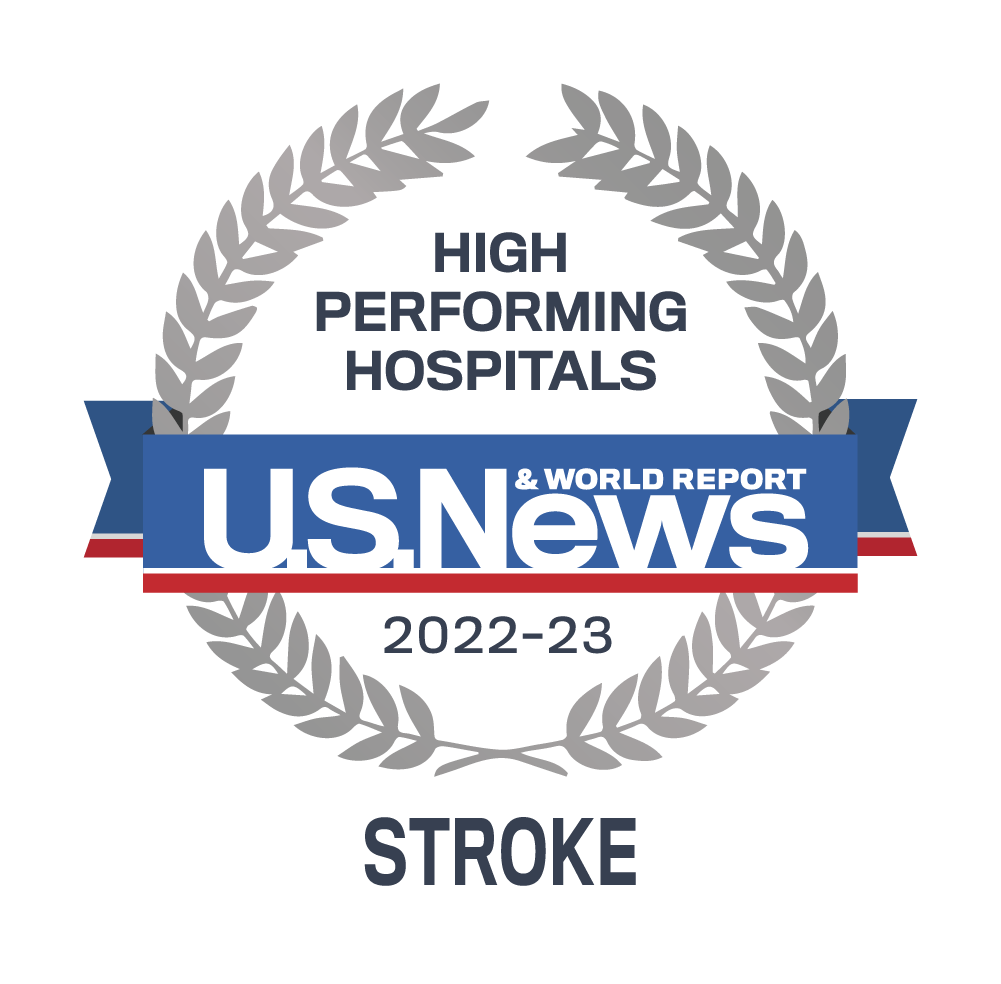 U.S. News & World Report Badge Emblem for High Performing Hospitals in Stroke Care 2022-2023