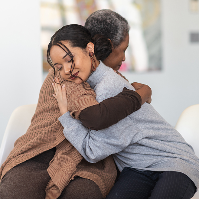 woman hugging