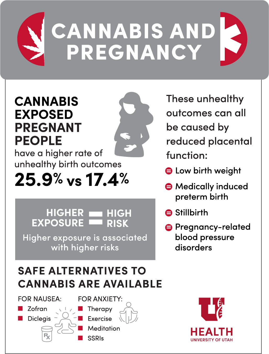 Infographic summarizing the effects of cannabis use for pregnant people