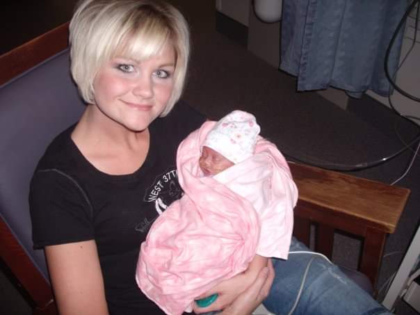 Rachel Harbert and newborn baby