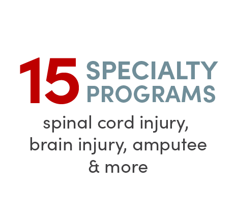 15 specialty programs spinal cord injury, brain injury, amputee, and more