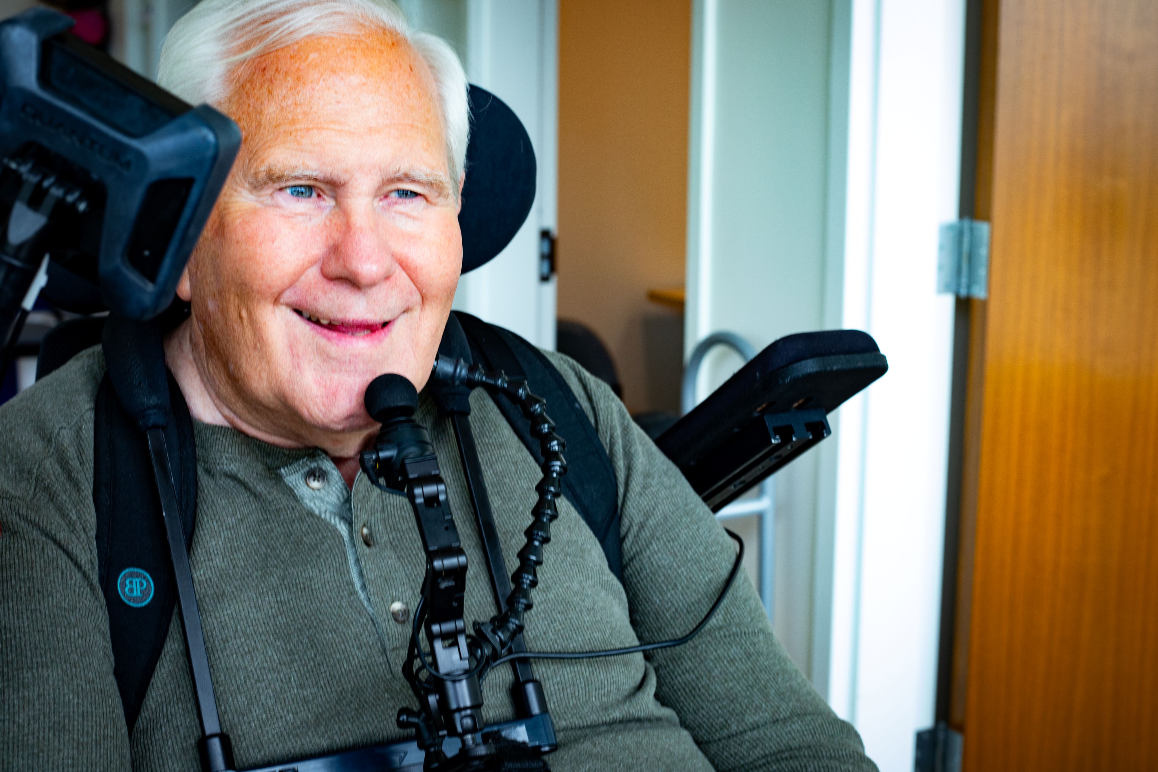 Kirk enjoys the new view during his workout at L.S. Skaggs Wellness Center