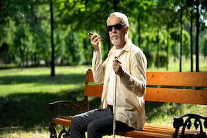 Blind Man on Bench