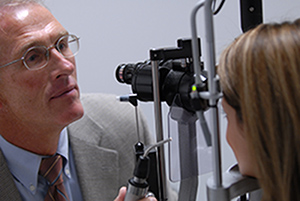 Optometrist's view of an eye exam