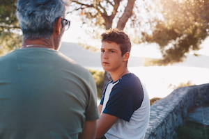 Man Talking with Son