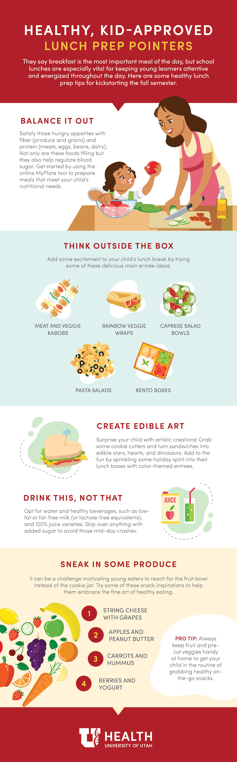 Infographic provides tips for making healthy lunches for kids.