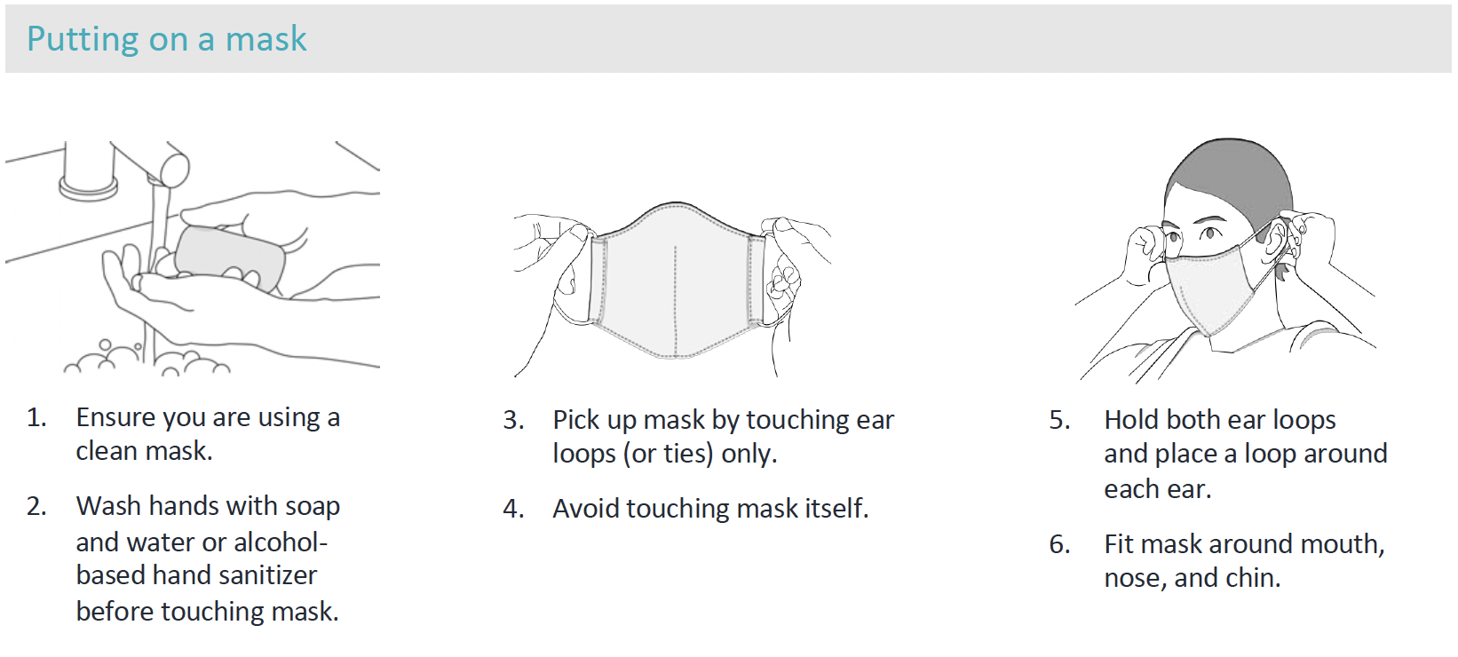 Instructions on how to clean and wear your face mask