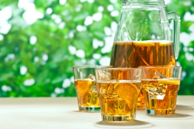 Pitcher and glasses of iced tea