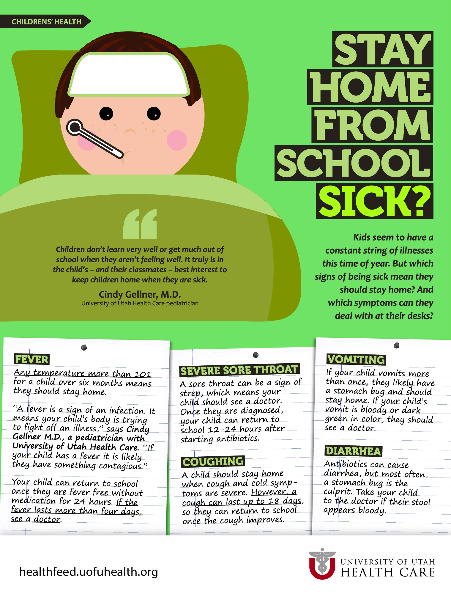 Infographics with tips for when kids should stay home