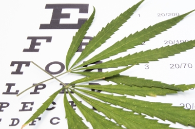 marijuana leaf on eye exam chart