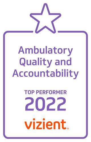 Vizient 2022 Top Performer Ambulatory Care Quality and Accountability Badge