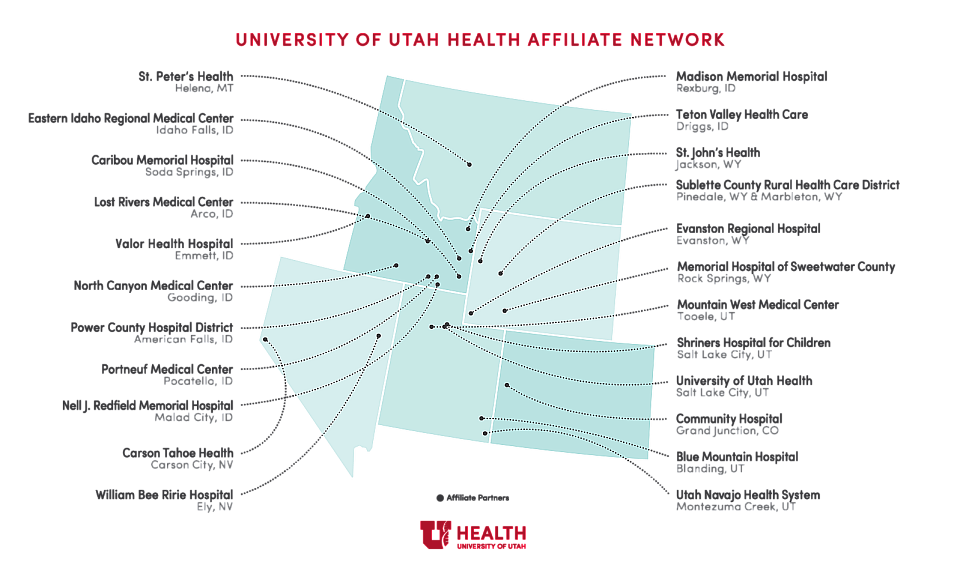 Affiliate Network Map, U of U Health