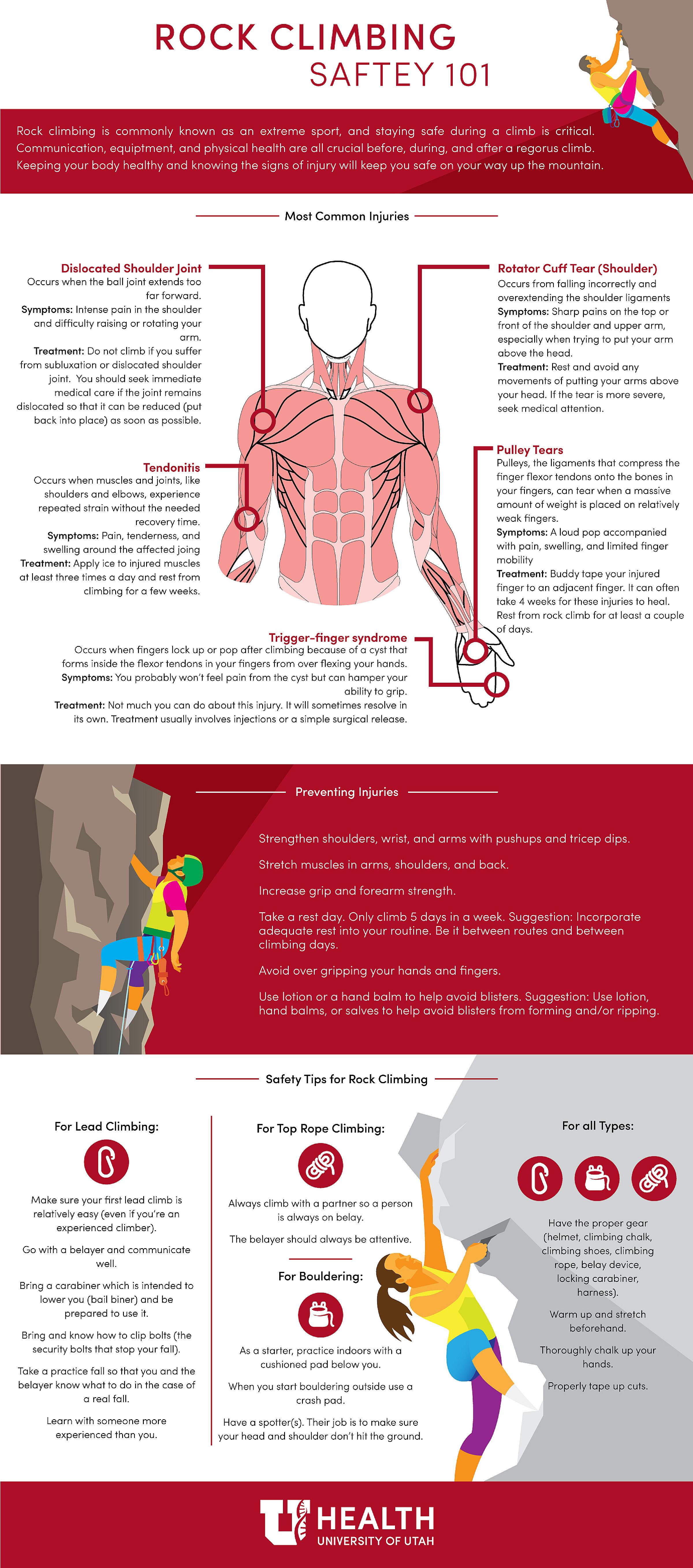 Infographic listing rock climbing tips