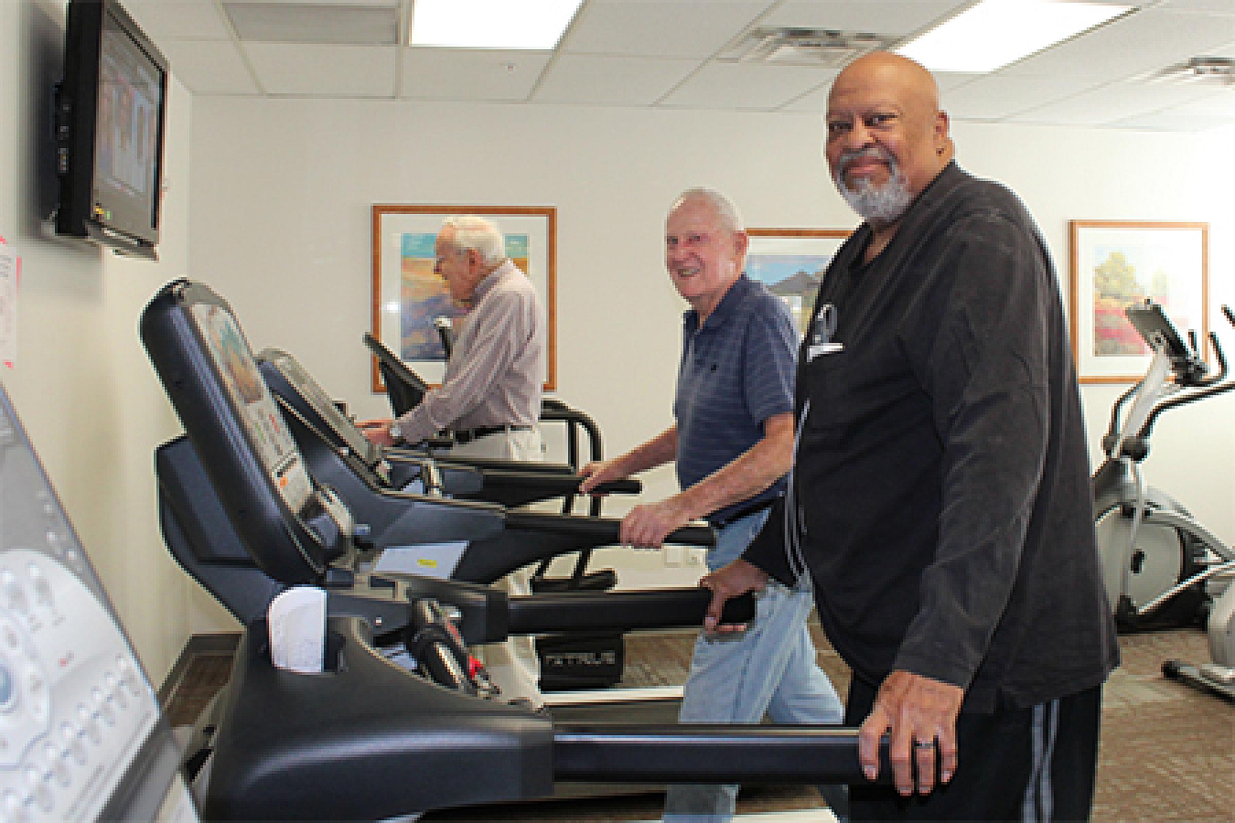 Cardiac rehabilitation patient at work in the gym