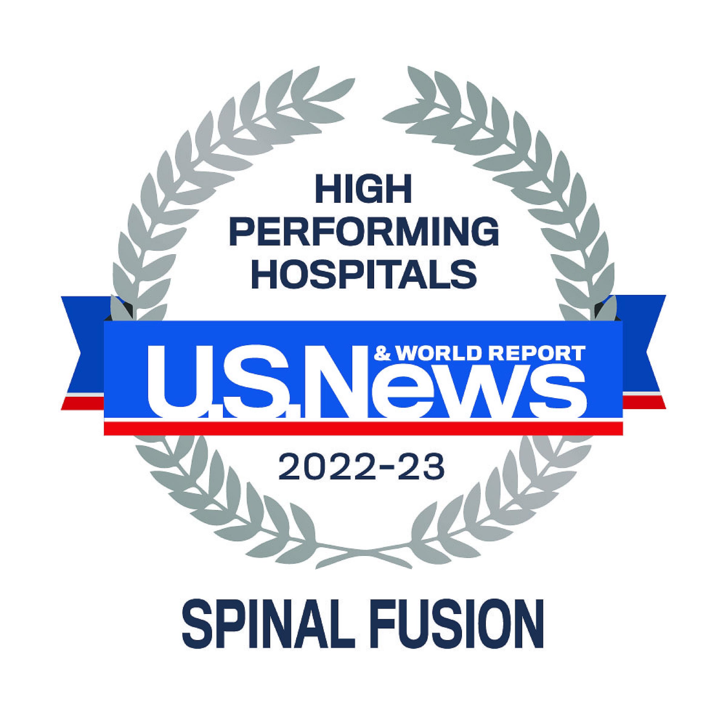 US News 2022-23 High Performing Hospitals Spinal Fusion Badge