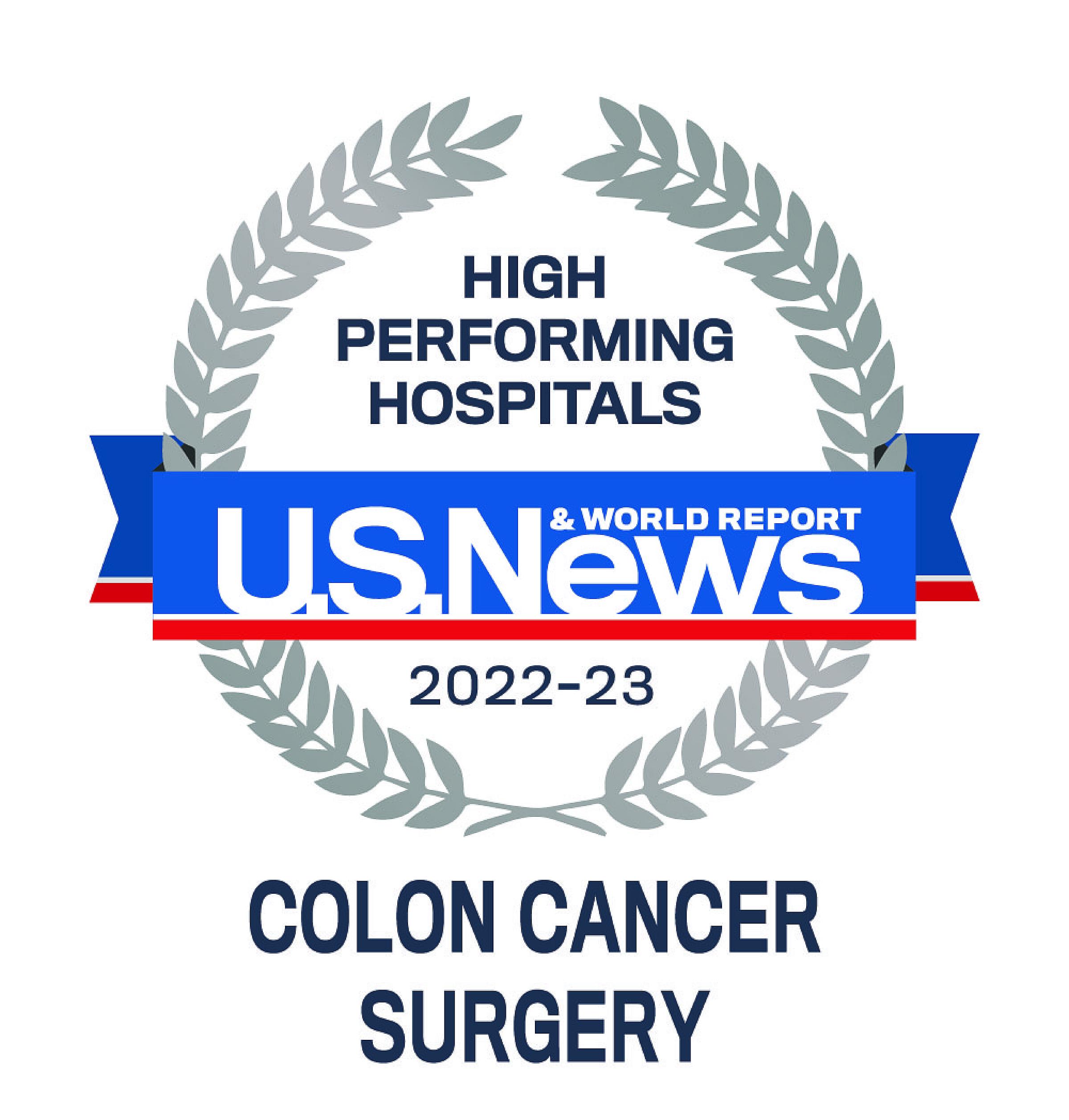 US News 2022-23 High Performing Hospitals Colon Cancer Surgery Badge