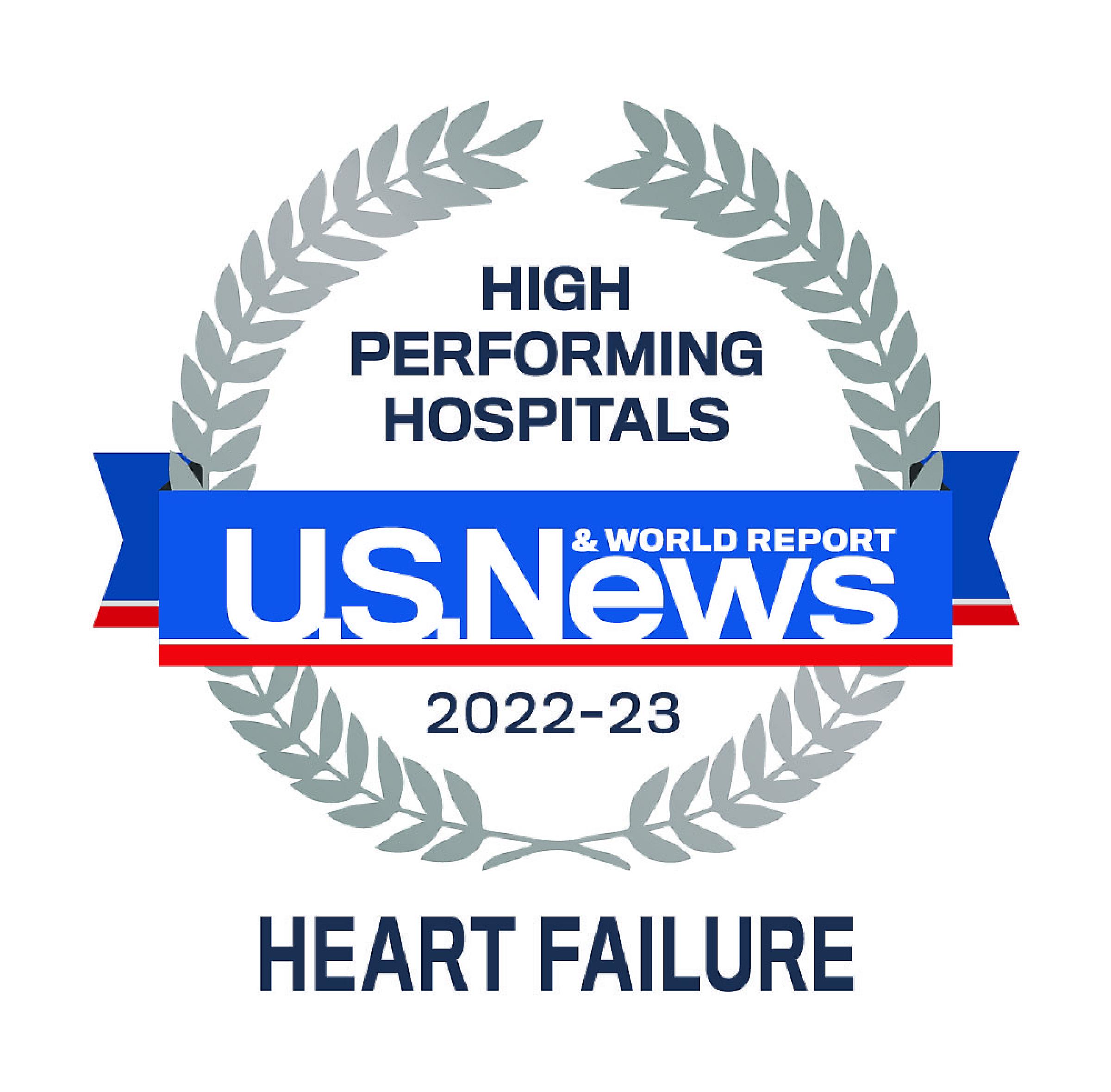 US News 2022-23 High Performing Hospitals Heart Failure Badge