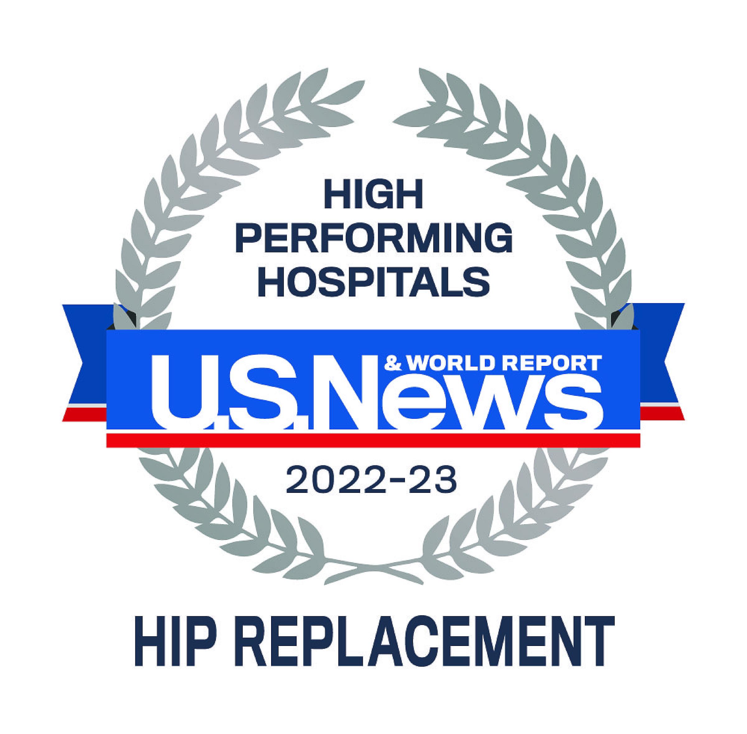 US News 2022-23 High Performing Hospitals Hip Replacement Badge