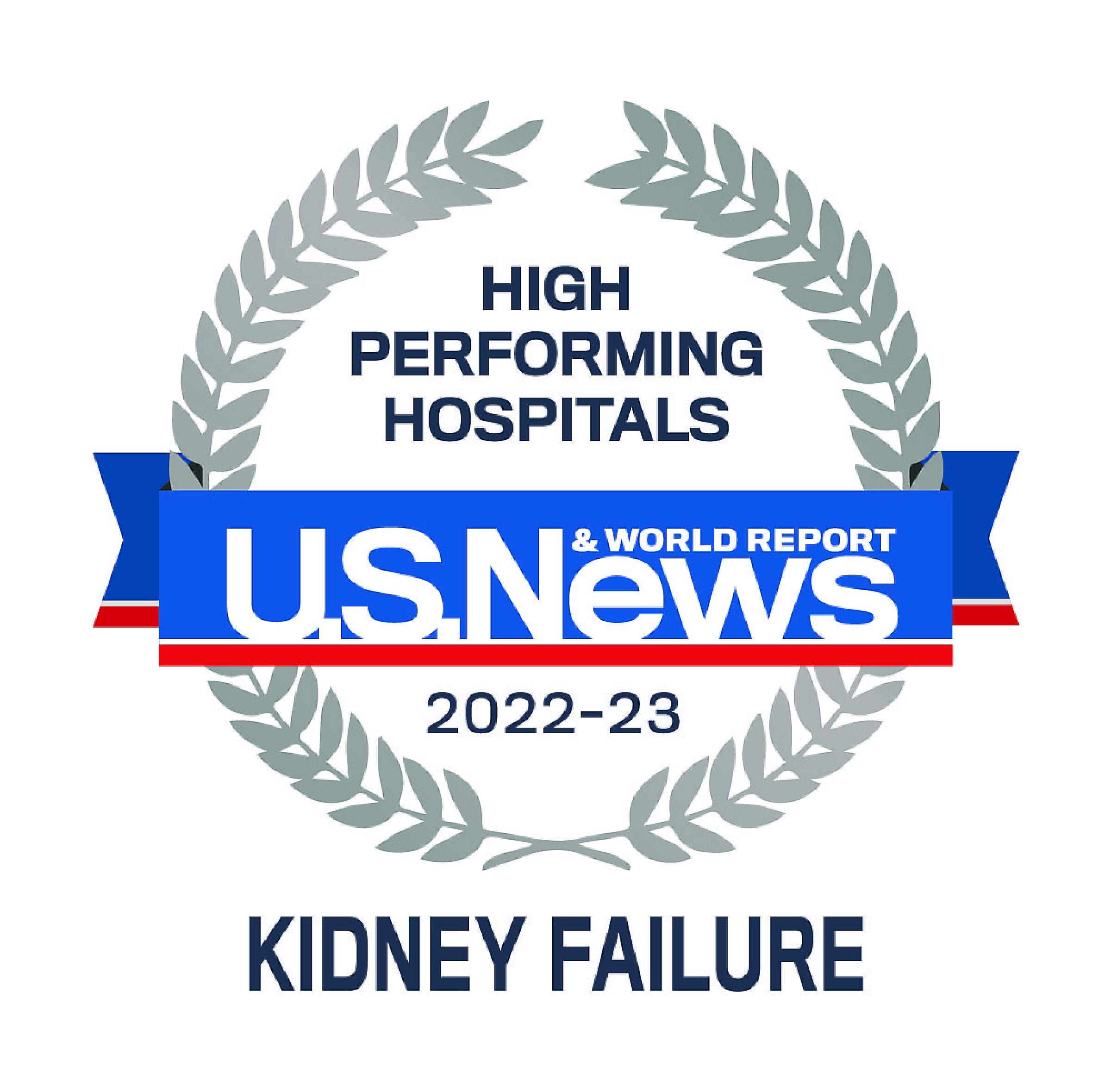 US News 2022-23 High Performing Hospitals Kidney Failure Badge