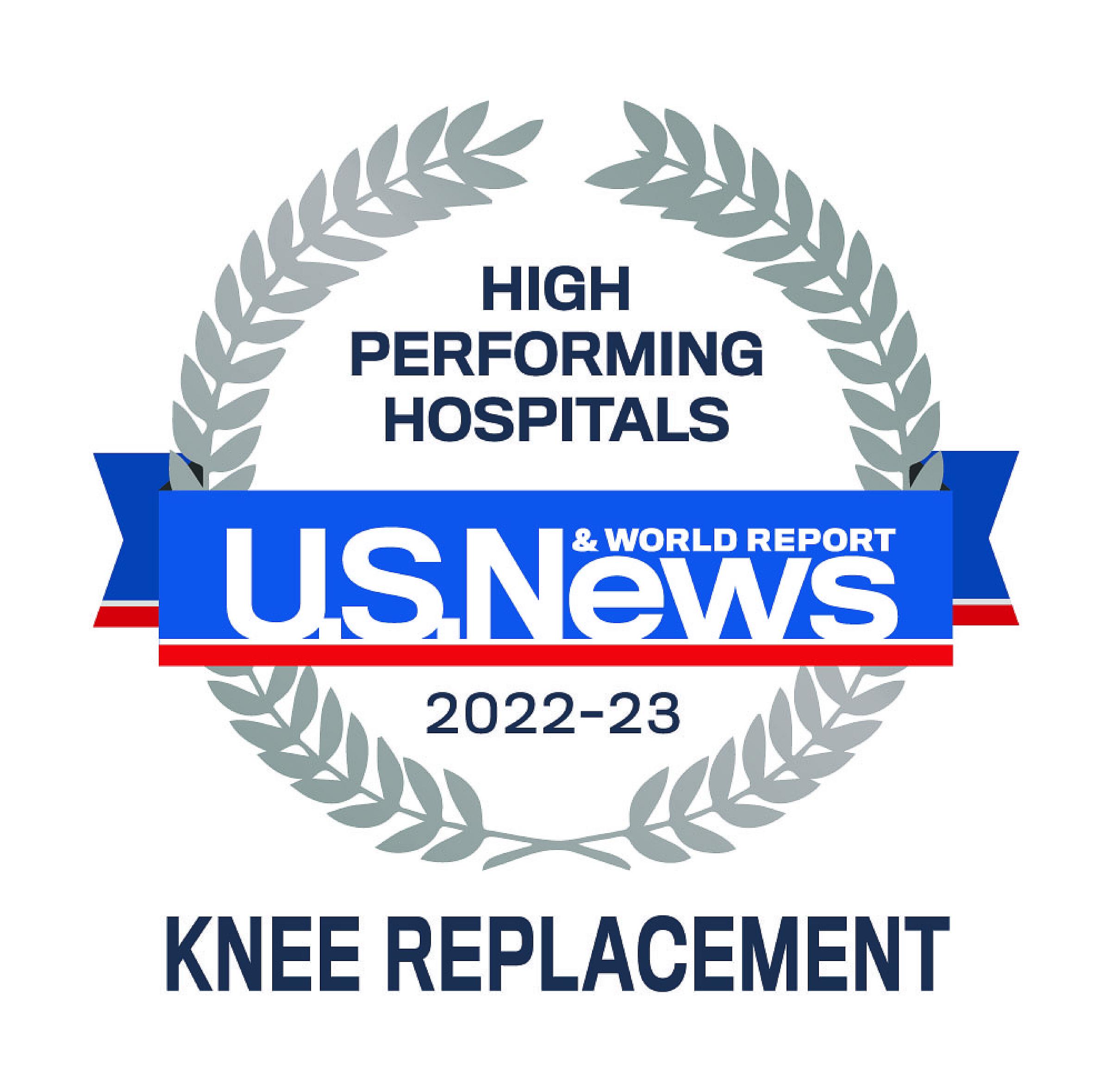 US News 2022-23 High Performing Hospitals Knee Replacement Badge