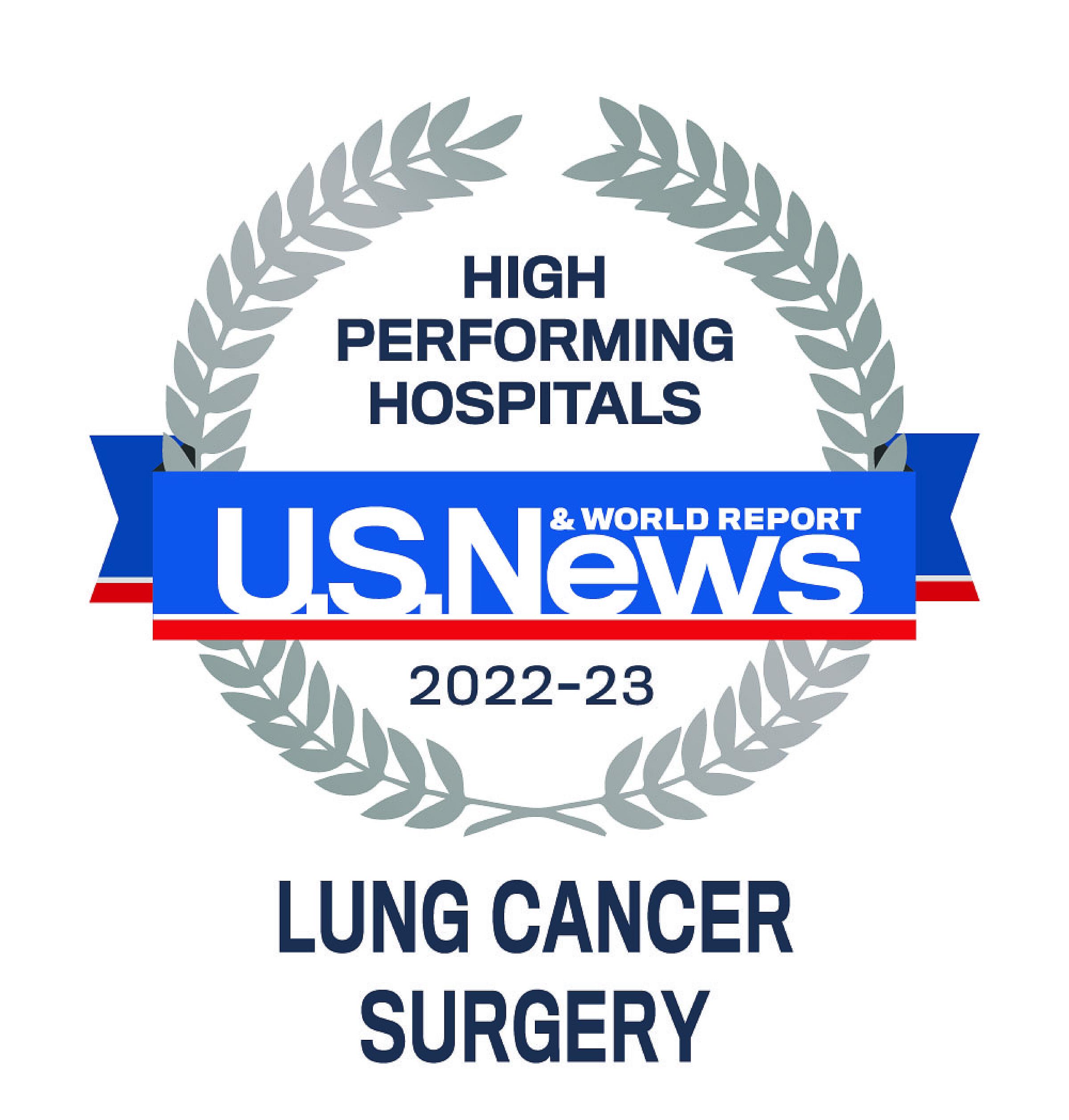 US News 2022-23 High Performing Hospitals Lung Cancer Surgery Badge