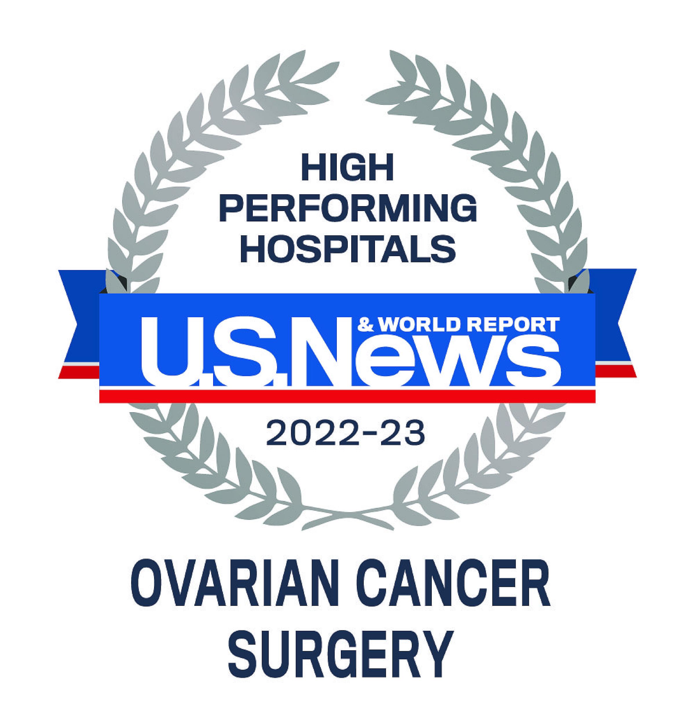 US News 2022-23 High Performing Hospitals Ovarian Cancer Surgery Badge